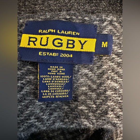 Ralph Lauren RUGBY Lambswool Herringbone Vest M Gray Wool Academic Preppy - Picture 3 of 9